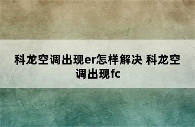 科龙空调出现er怎样解决 科龙空调出现fc